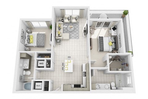 2 bedroom 2 bath Floor Plan at Windsor at Pembroke Gardens, Pembroke Pines, FL, 33027